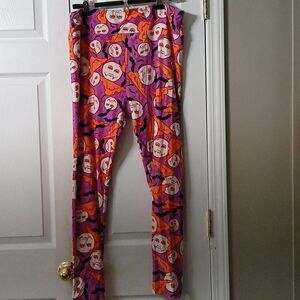 Lularoe  halloween purple orange bats moon leggings  Sz TC2  Sz20+ NWOT